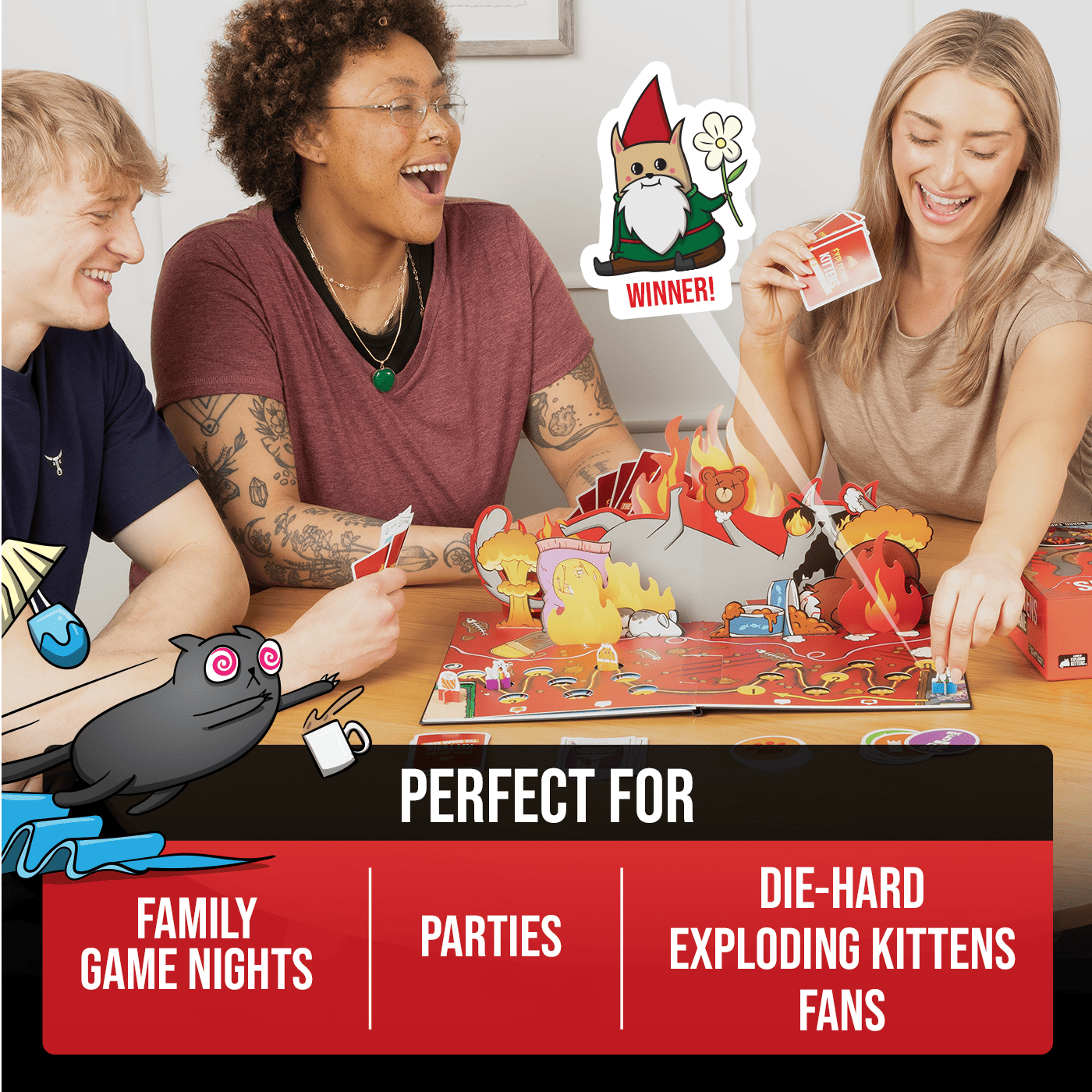 Exploding Kittens: The Board Game - Flip the board. Explode your friends.