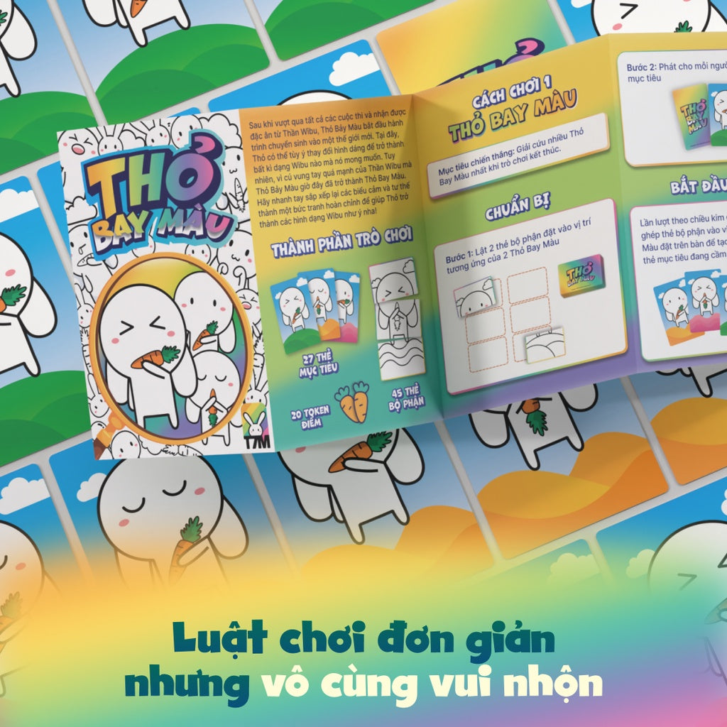 Thỏ bay màu, trò chơi giải trí board game thư giãn giảm stress dành cho 2-6 người