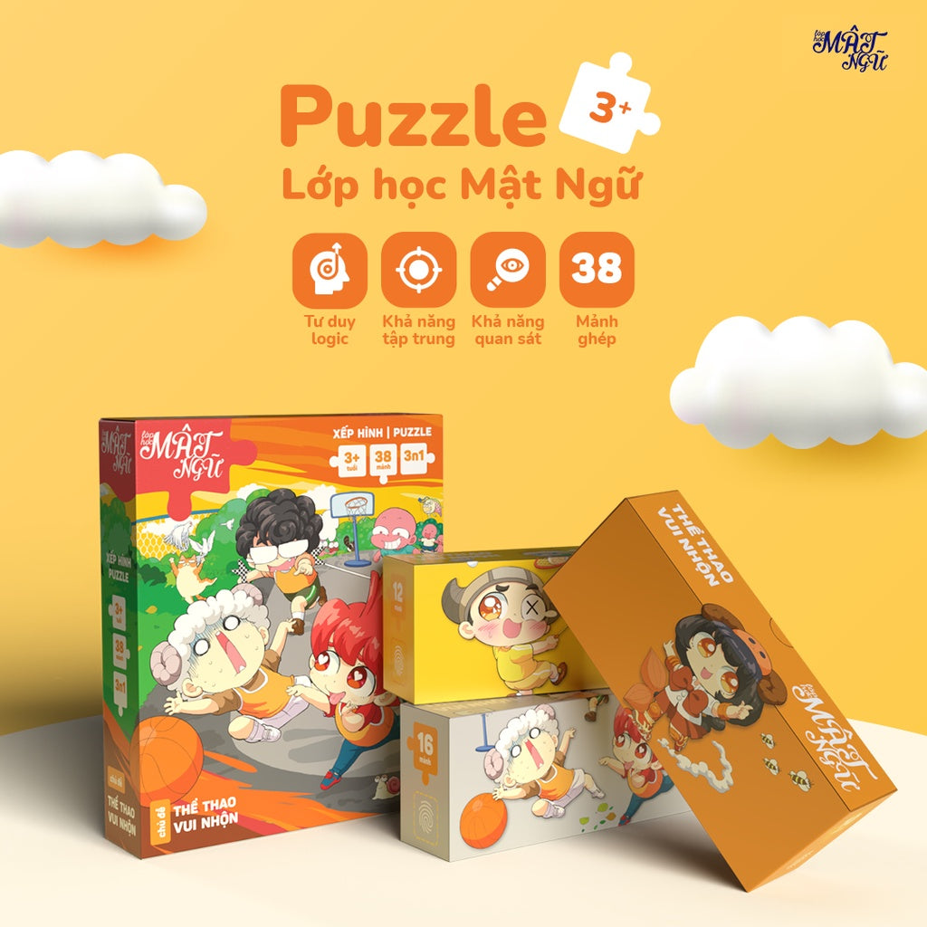 Bộ 6 Sticker Lớp Học Mật Ngữ Vol.01 và Xếp hình Lớp học Mật Ngữ - Board Game VN
