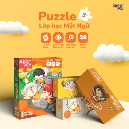 Bộ 6 Sticker Lớp Học Mật Ngữ Vol.01 và Xếp hình Lớp học Mật Ngữ - Board Game VN
