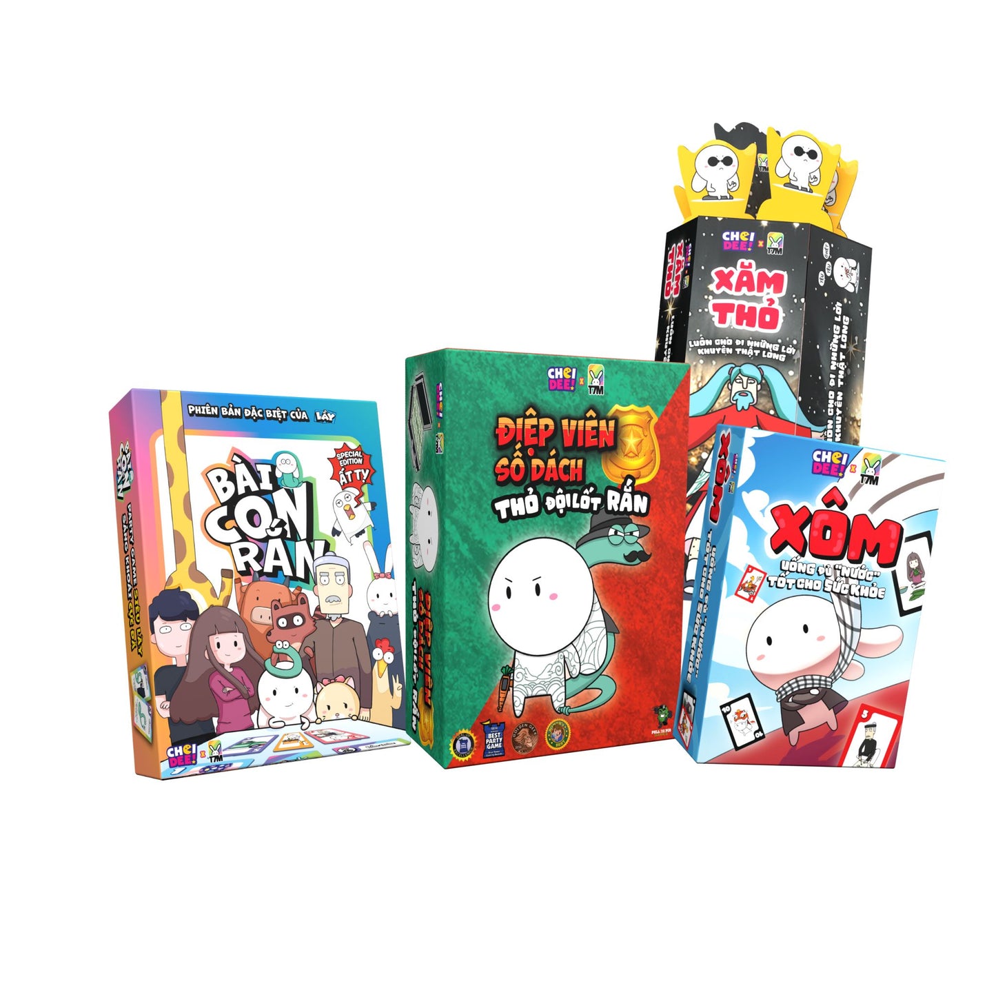 Combo Game Sờ Náck -Chỉ 4 Game - Bài Con Rắn, Điệp Viên Số Dzách, Xôm, Xăm Thỏ - Phiên Bản Thỏ 7 Màu