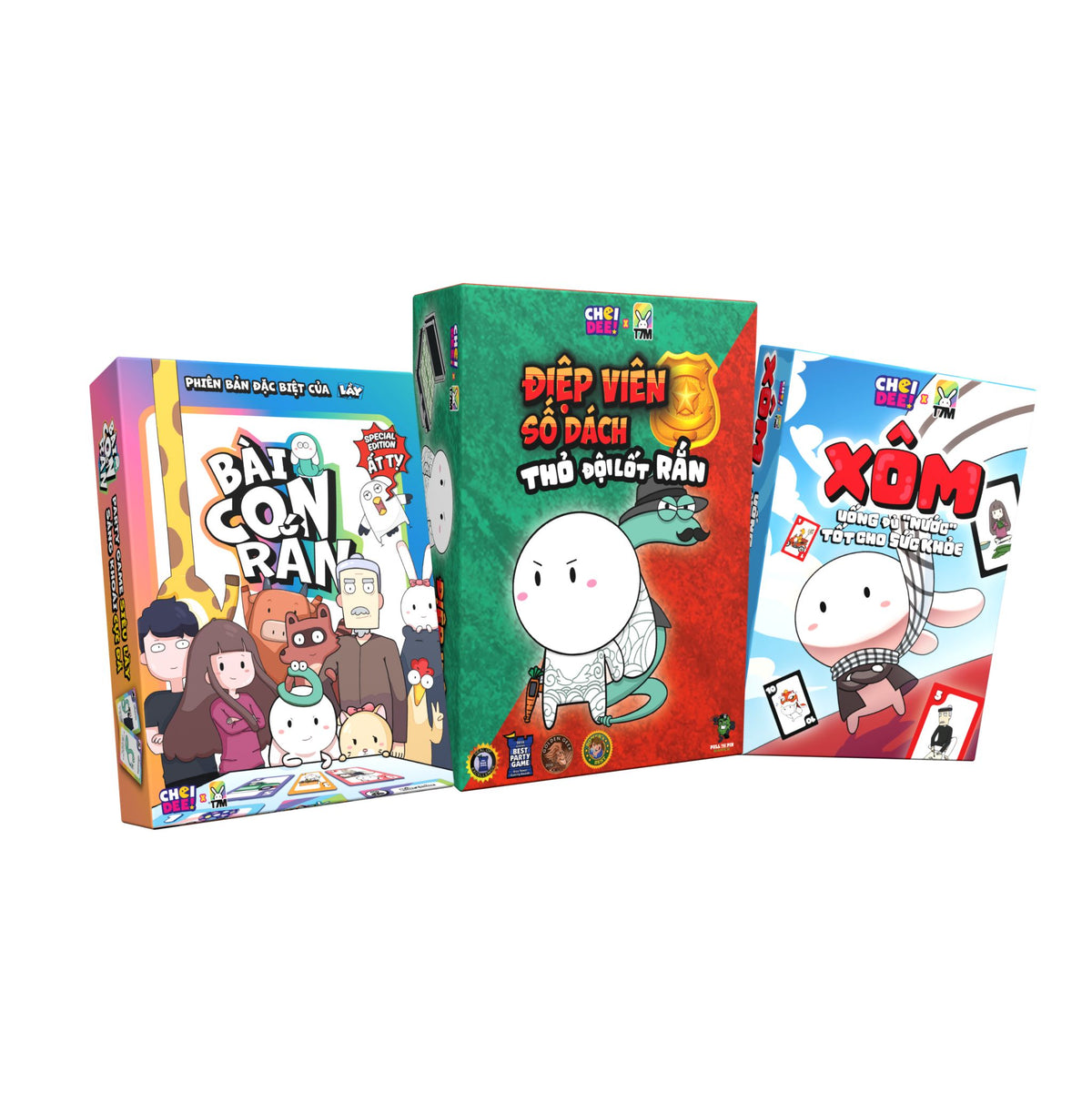 Combo Game Sờ Náck - Chỉ 3 Game - Bài Con Rắn, Điệp Viên Số Dzách, Xôm - Phiên Bản Thỏ 7 Màu